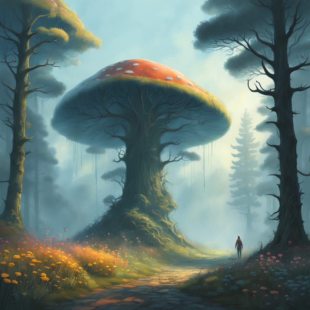 Whimsical Fantasy Realm in Golden Light