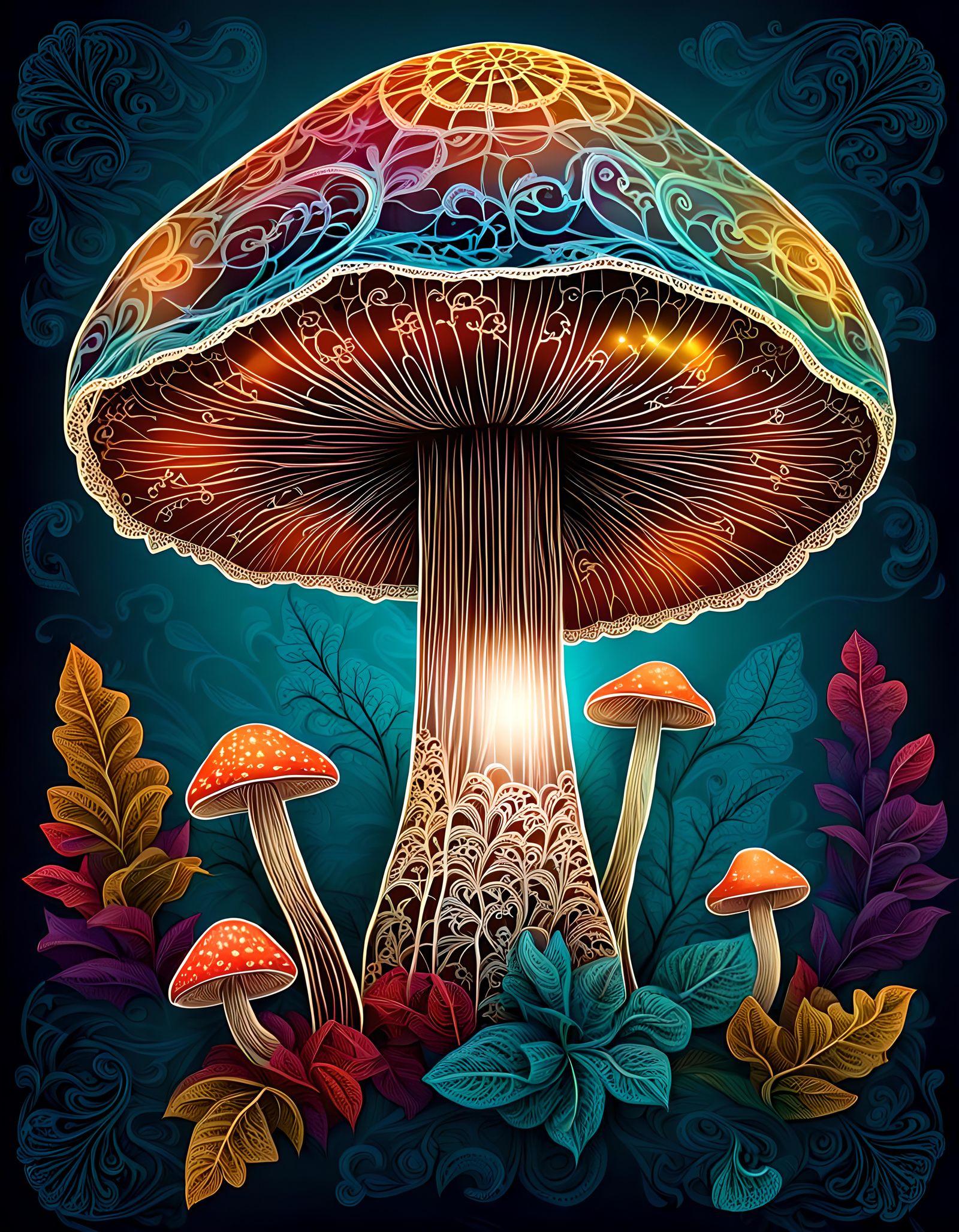 Lace Filigree Mushroom Poster
