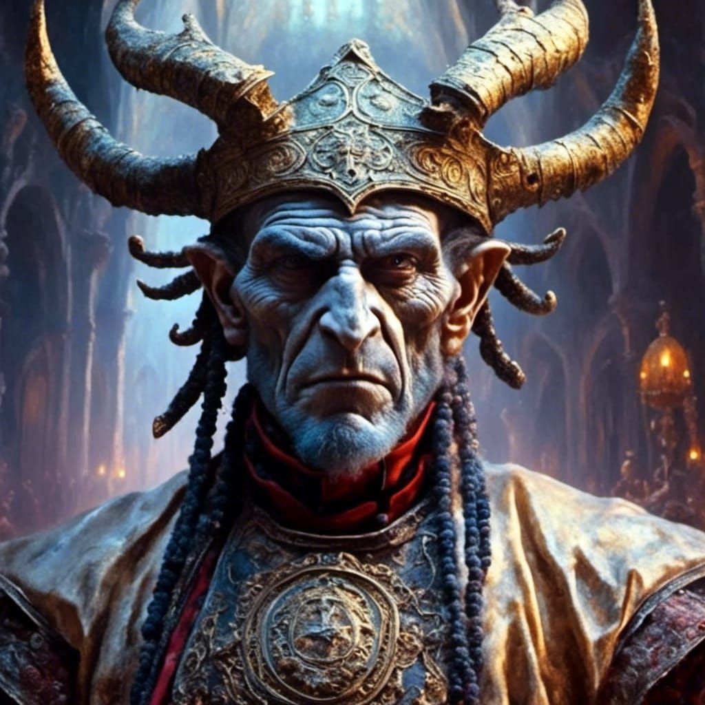 Vulcan Inquisitor in Medieval Dress, Oil Painting