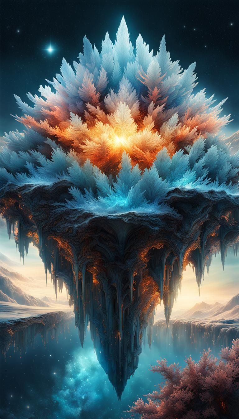 Nebulae Frost Riverscape in Maximalist Style