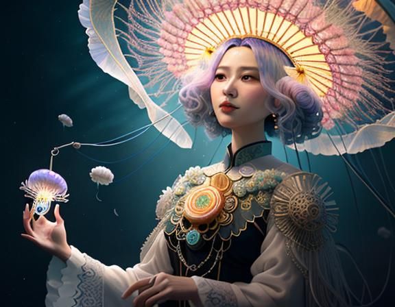 Surreal Jellyfish Festival in Silkpunk Style