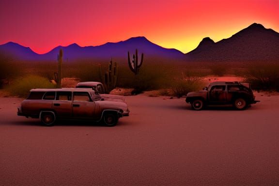 Desert Sunset Over Abandoned Tucson Mesa