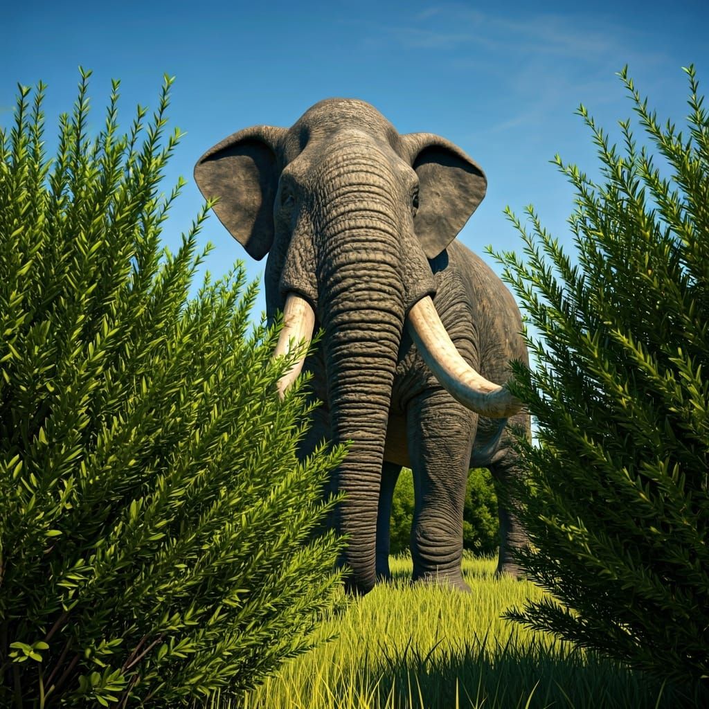 Hyper-Realistic Deinotherium in a Sunny Savannah