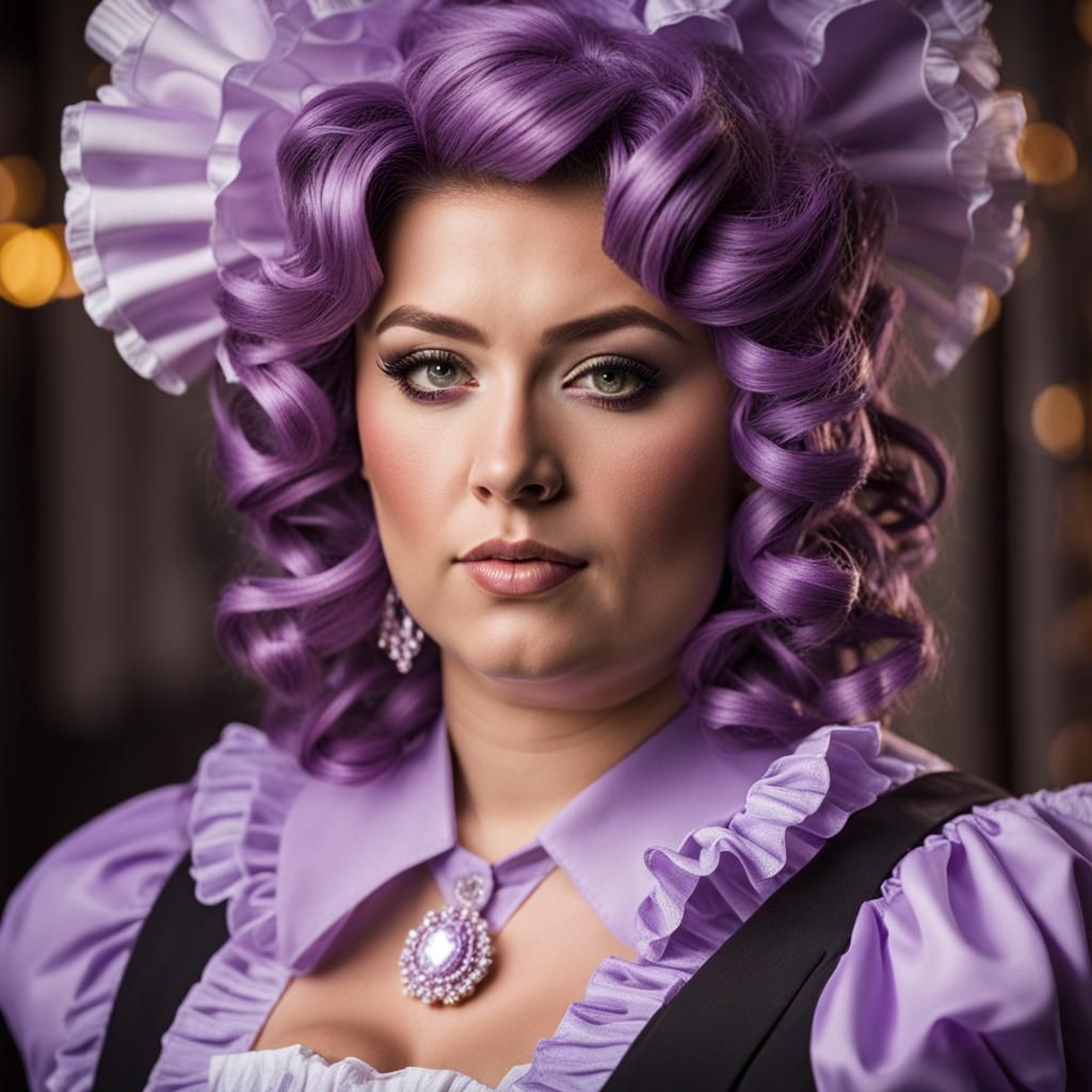 Transgender Woman in Lilac Maid Outfit