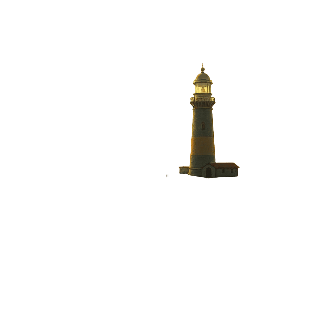 Majestic Lighthouse on Cliff Amidst Stormy Seas