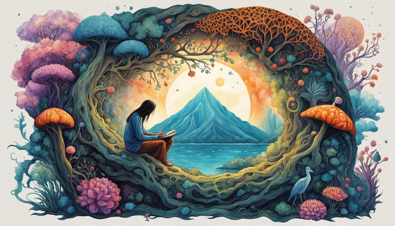 Surreal Dreamscape: Person Asleep in Geode