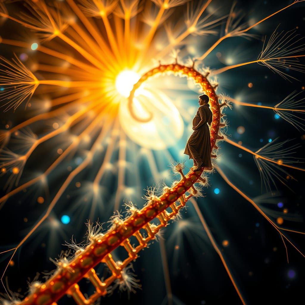 Surrealistic Digital Art: Cosmic DNA Seed Tendril