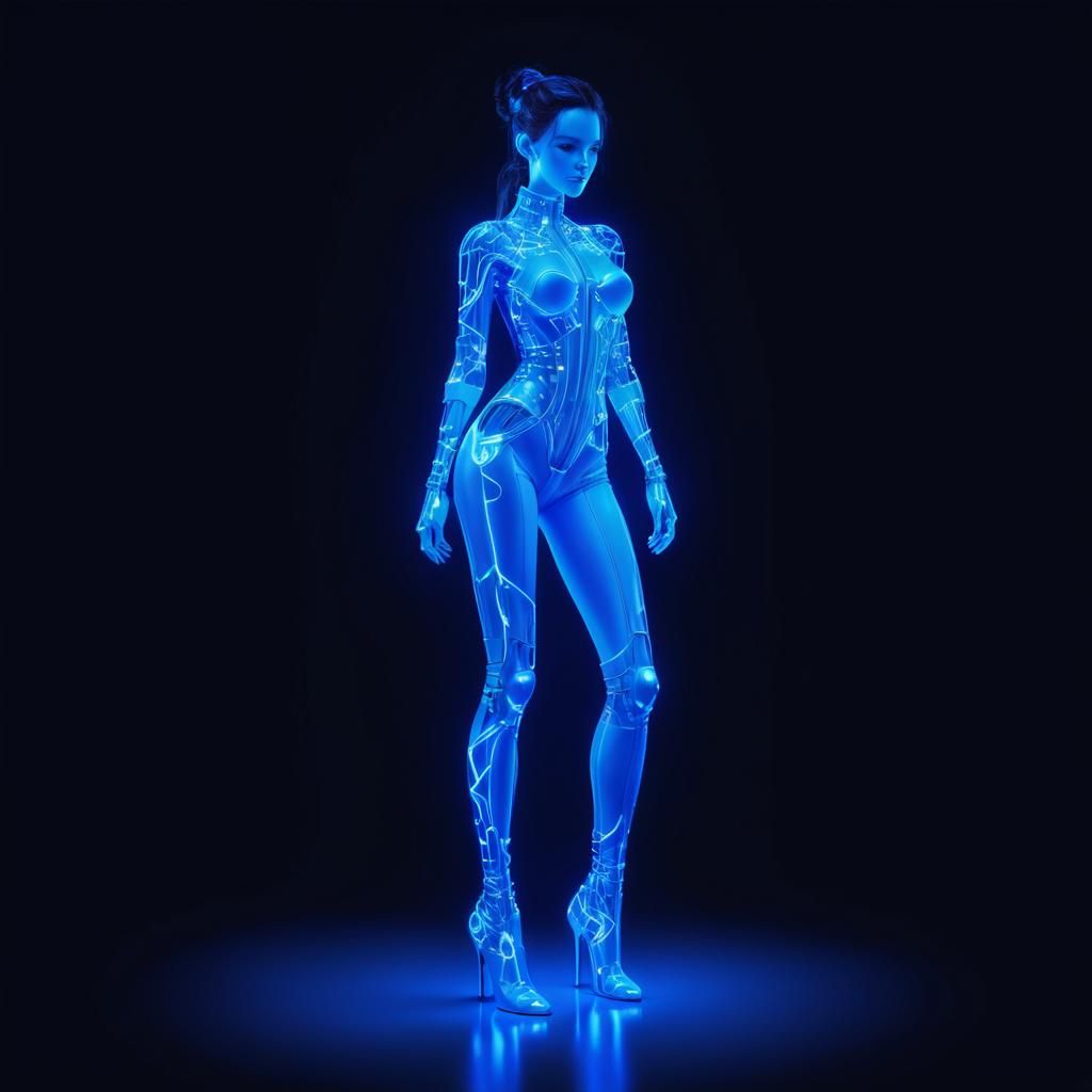 Beautiful Digital Lady with Luminous Cable Skin