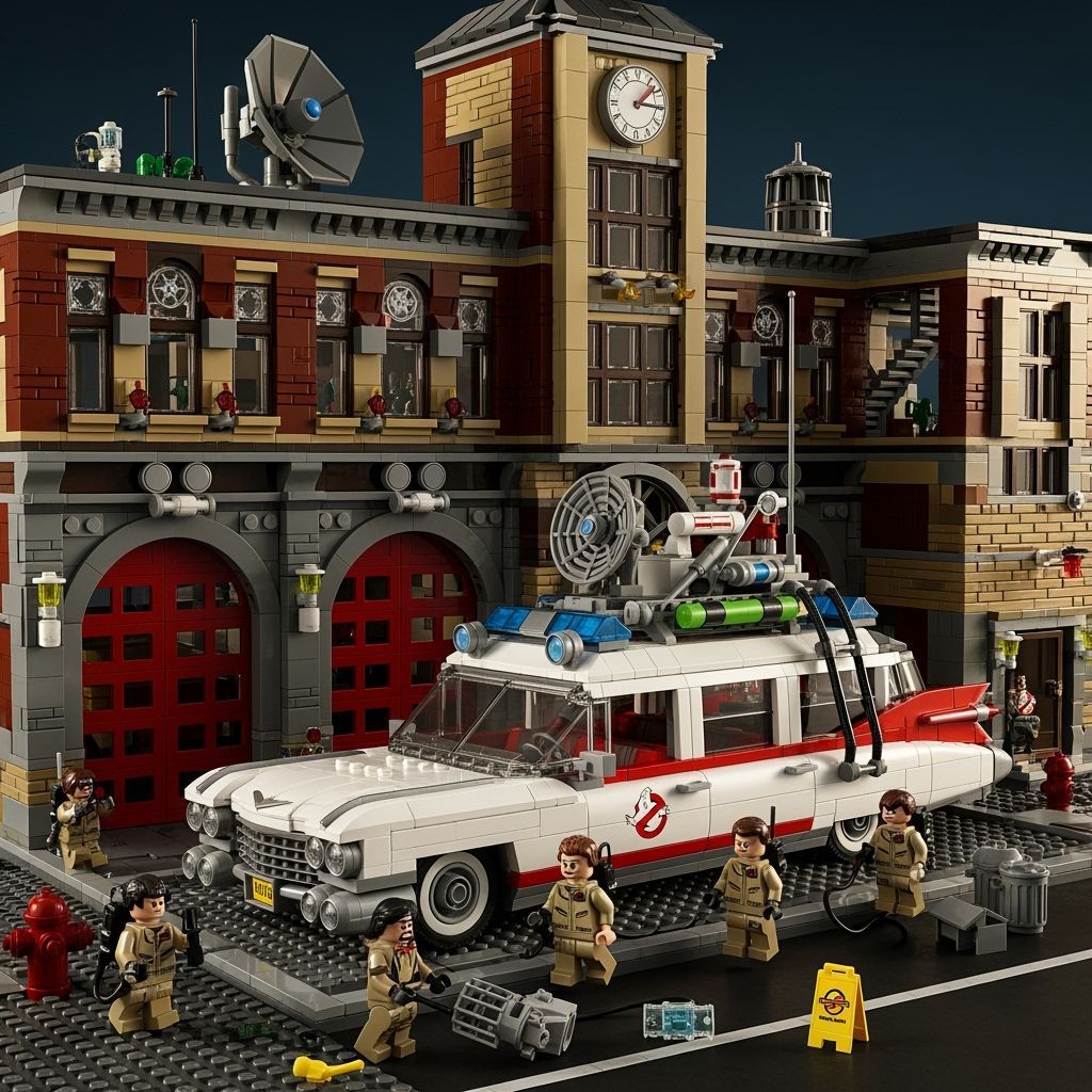Lego Ghostbusters Ecto-1 and Fire Station
