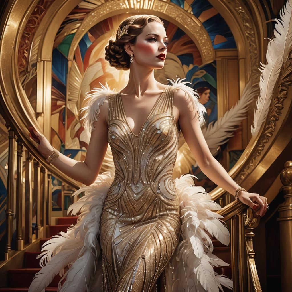 Art Deco Supermodel in Roaring Twenties Style