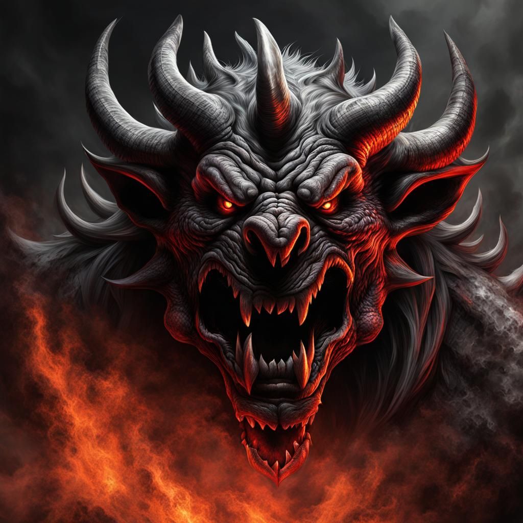 Hog Demon Lord of Hell in Hyperrealistic Style