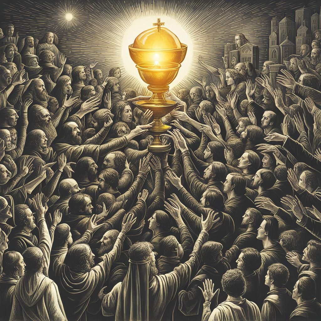 People Reaching for the Holy Grail