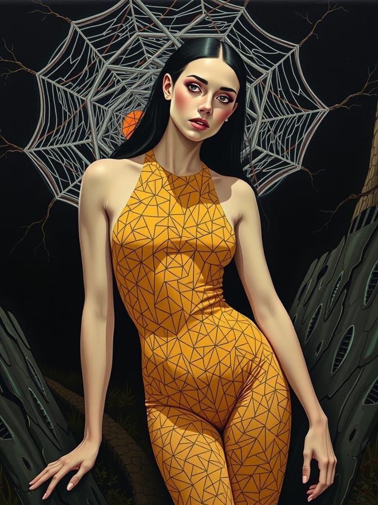 Surreal Futuristic Goddess Stands Beside Neon Motorcycle in ...