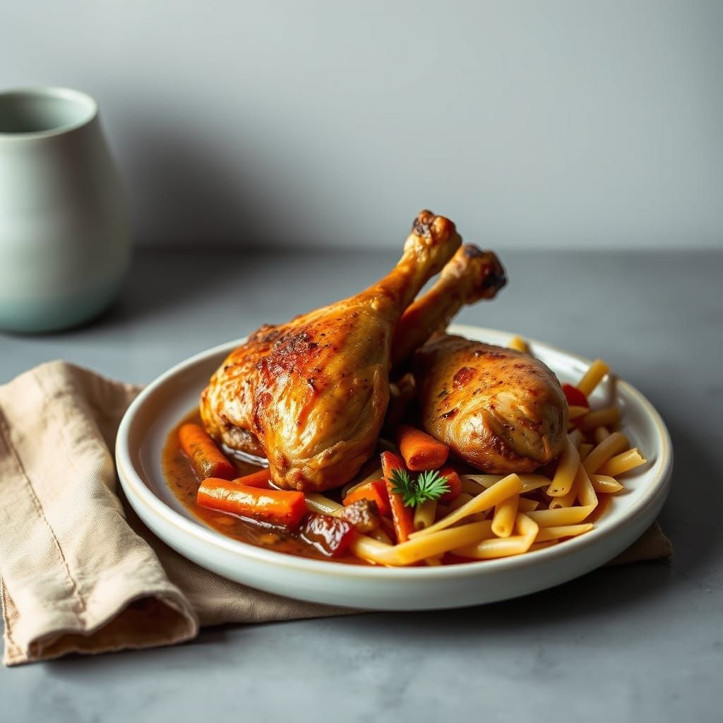Roasted Chicken Drumsticks with Vegetable Sauce