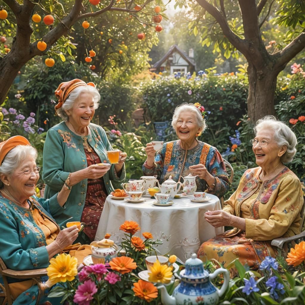 Joyful Global Tea Party in Cozy Steampunk Garden