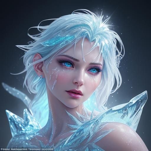 Glittering Diamond Melts in Ice: Hyperrealistic Splash Art