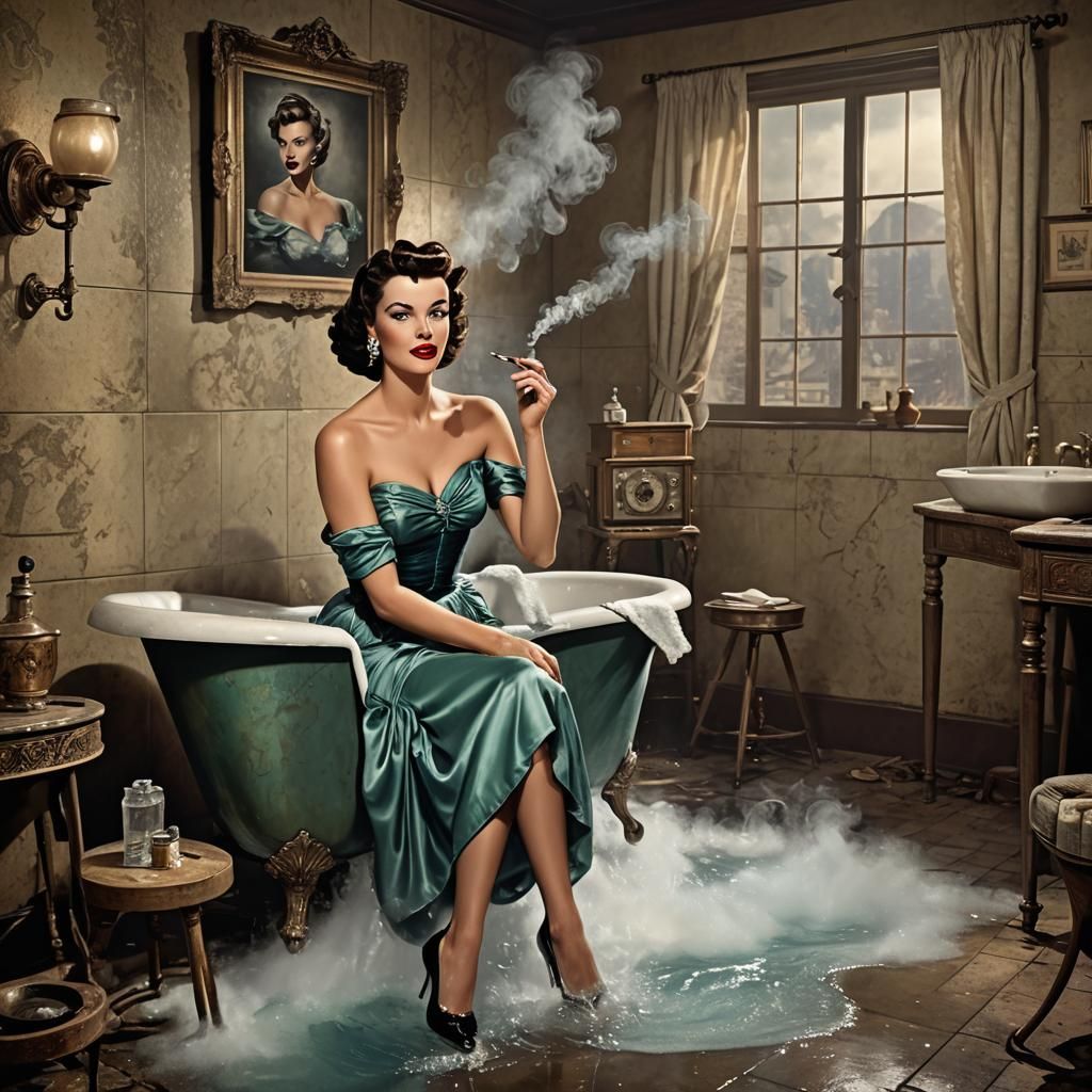 Vintage Hollywood Temptress in Noir Setting