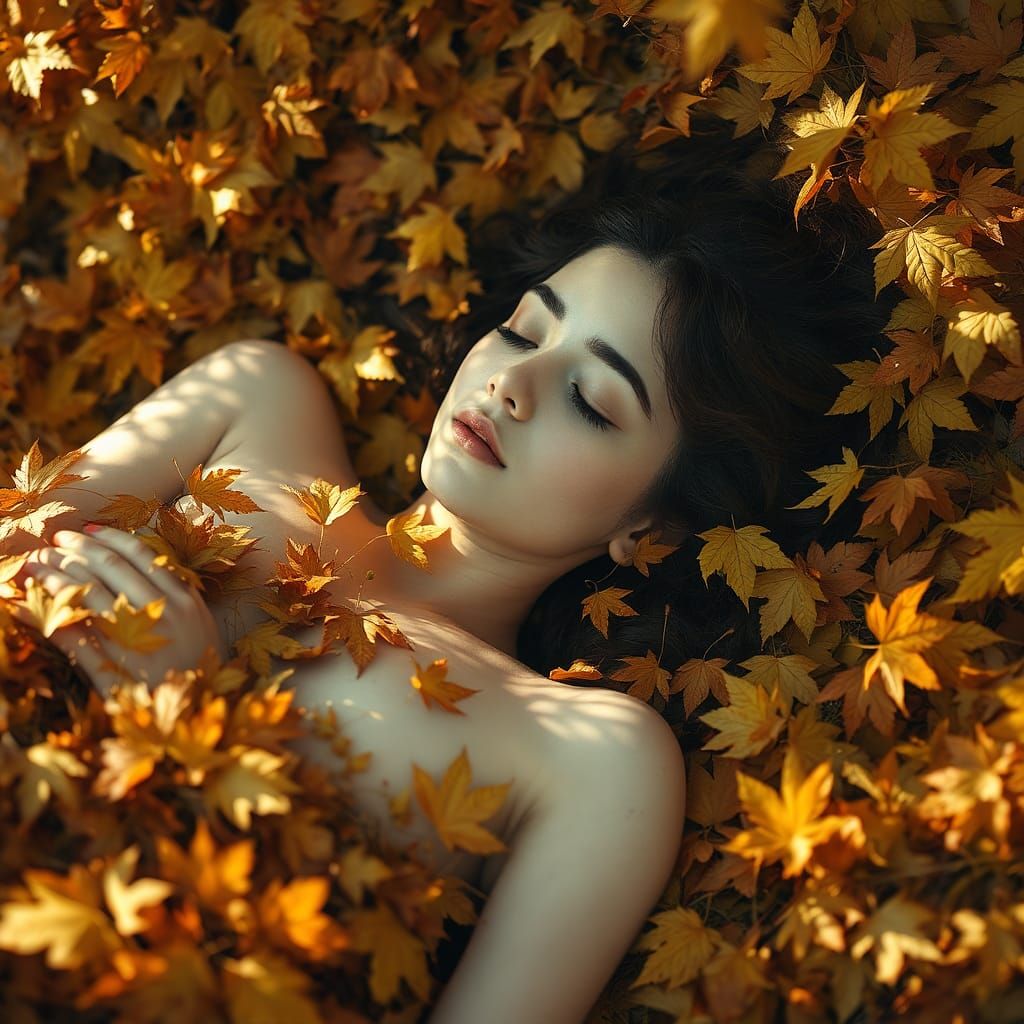 Autumnal Reverie: Serene Figure in Dreamlike Landscape