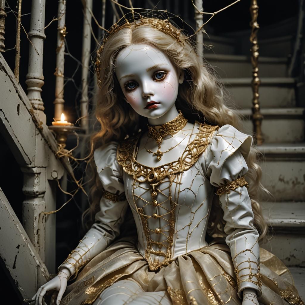Surreal Macabre Portrait of a Cracked Doll