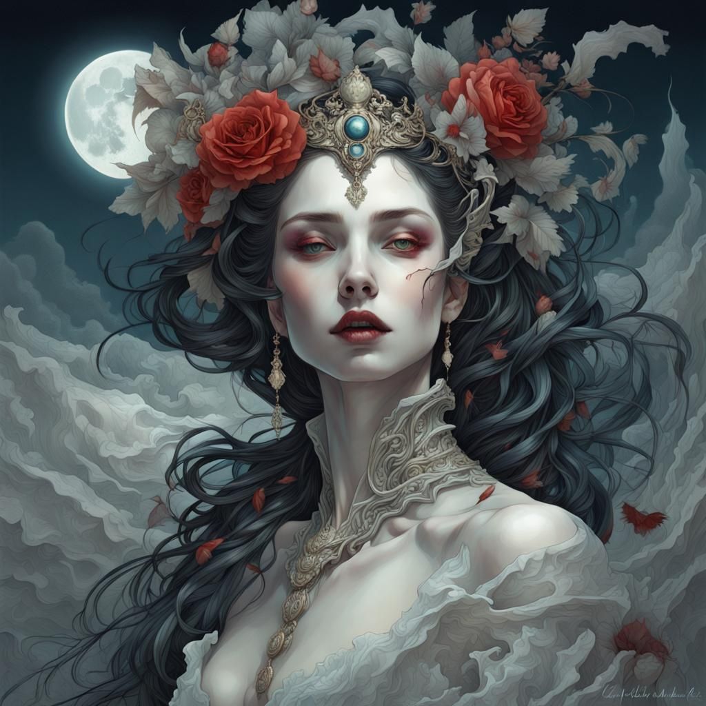 Moonlit Vampire Countess in Hyperdetailed Render