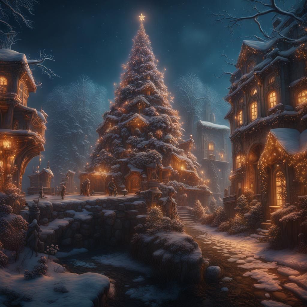 Christmas Optical Illusion in Detailed Matte Painting