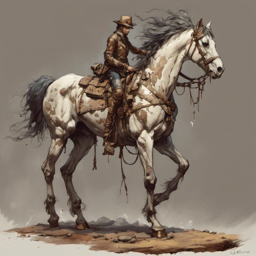 Cowboy Slides Down Rocky Slope: Splash Art