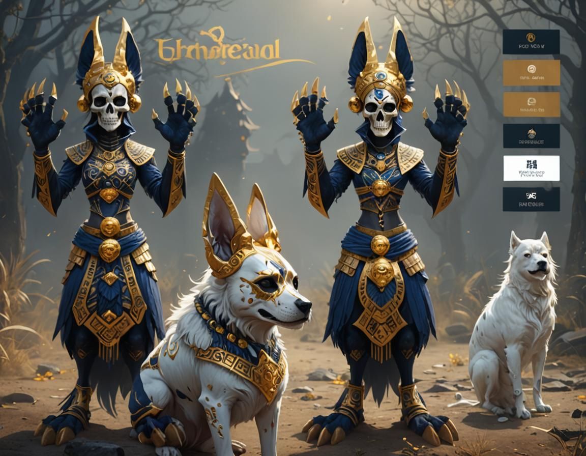 Midnight Blue Skull Dog in Tribal Attire