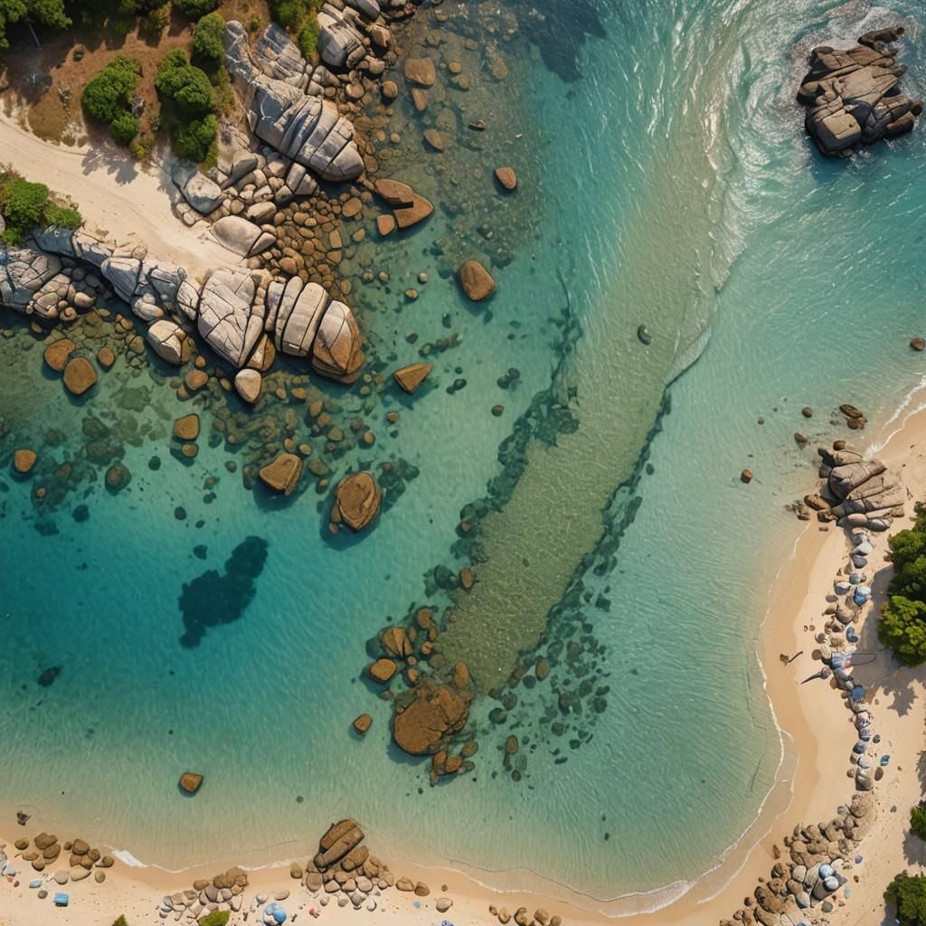 Sunny Beach with Clear Blue Water in Panoramic View