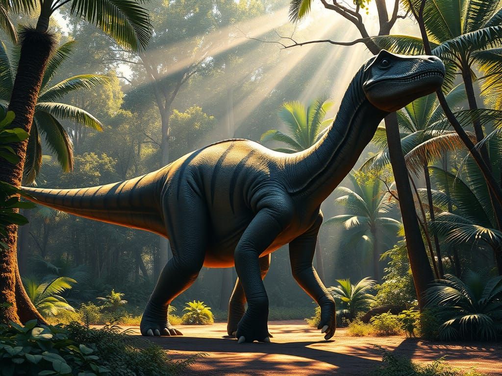 Prehistoric Giant Strolls Through Jungle Canopy in Photoreal...