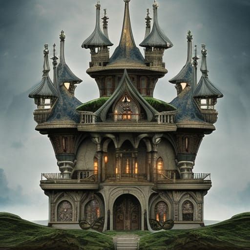 Art Nouveau Stone Watchtowers: Digital Matte Painting