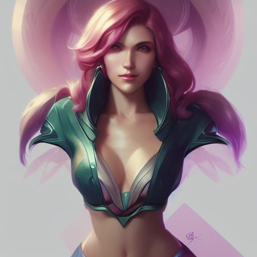 League of Legends Gwen Portrait in Hyperdetailed Style