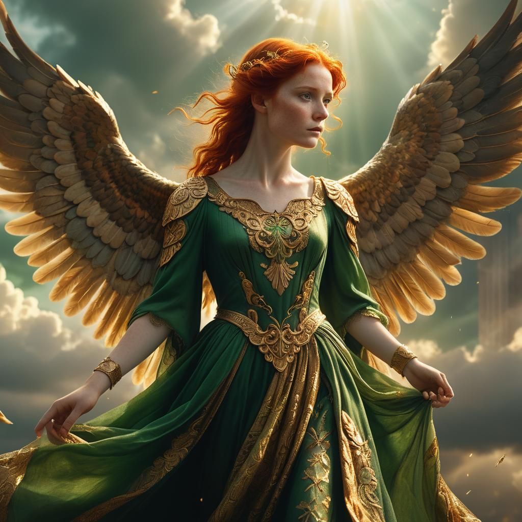 Red-Haired Irish Angel in Baroque Style
