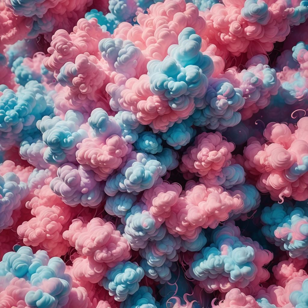 Psychedelic Cotton Candy in Dreamscape, Digital Art