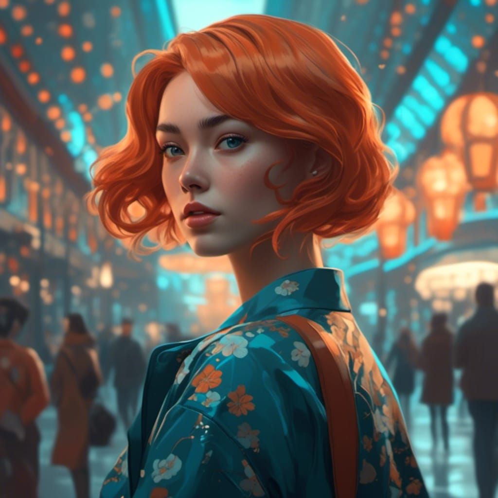 Retro Anime Style Portrait of a Young Woman