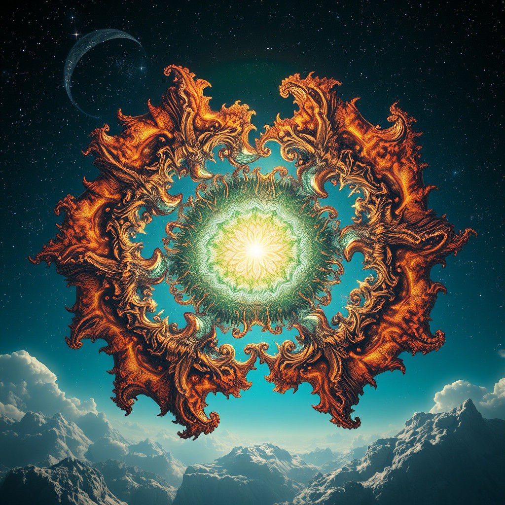 Ethereal Fractal of Square Root of 4 in Matte Painting Style