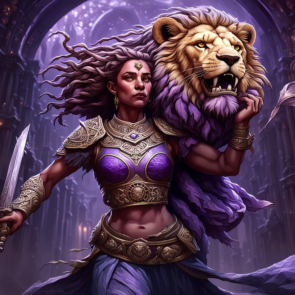 Strength Tarot Card in Dark Fantasy Style