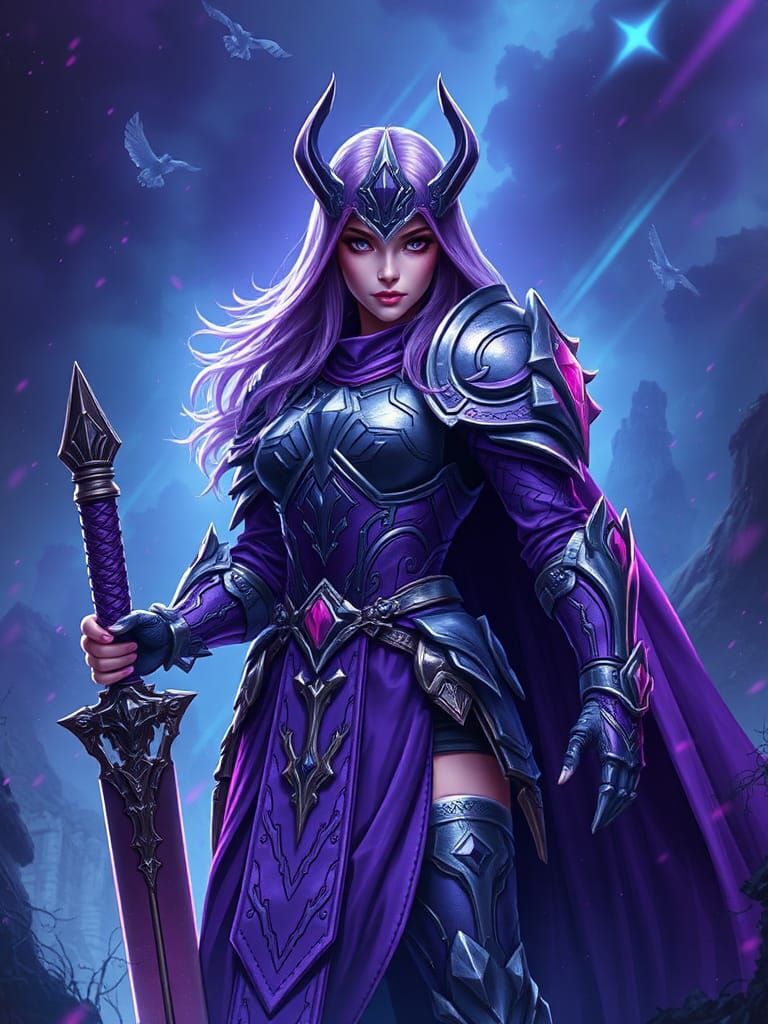 Epic Female Paladin in Auroracore Style