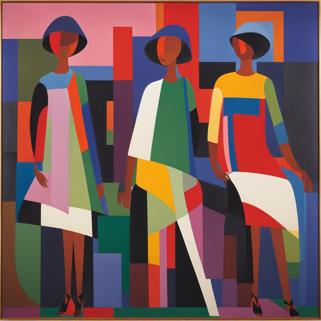 Three Girls in Abstract Modern Style
