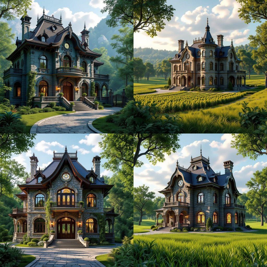 Mansion in Crop Valley: Detailed Matte Painting