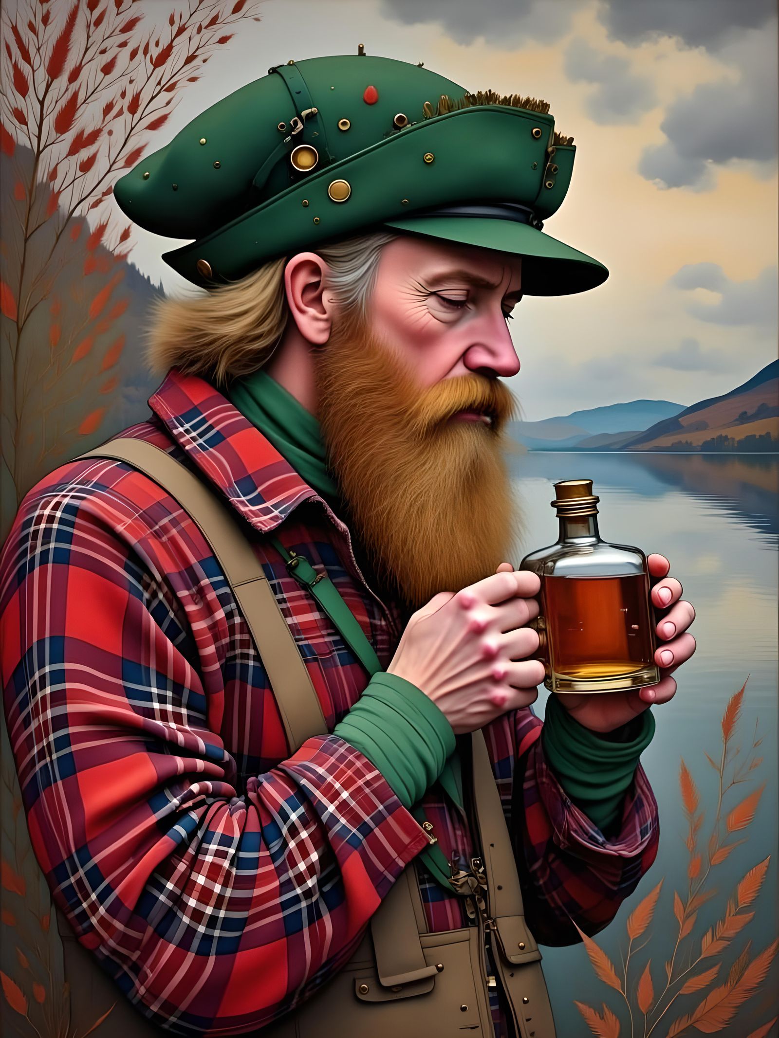 Scottish Fisherman Portrait with Tartan Tam