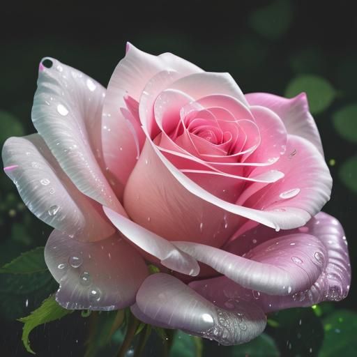 Vibrant Bioluminescent Pink Roses in Lush Forest