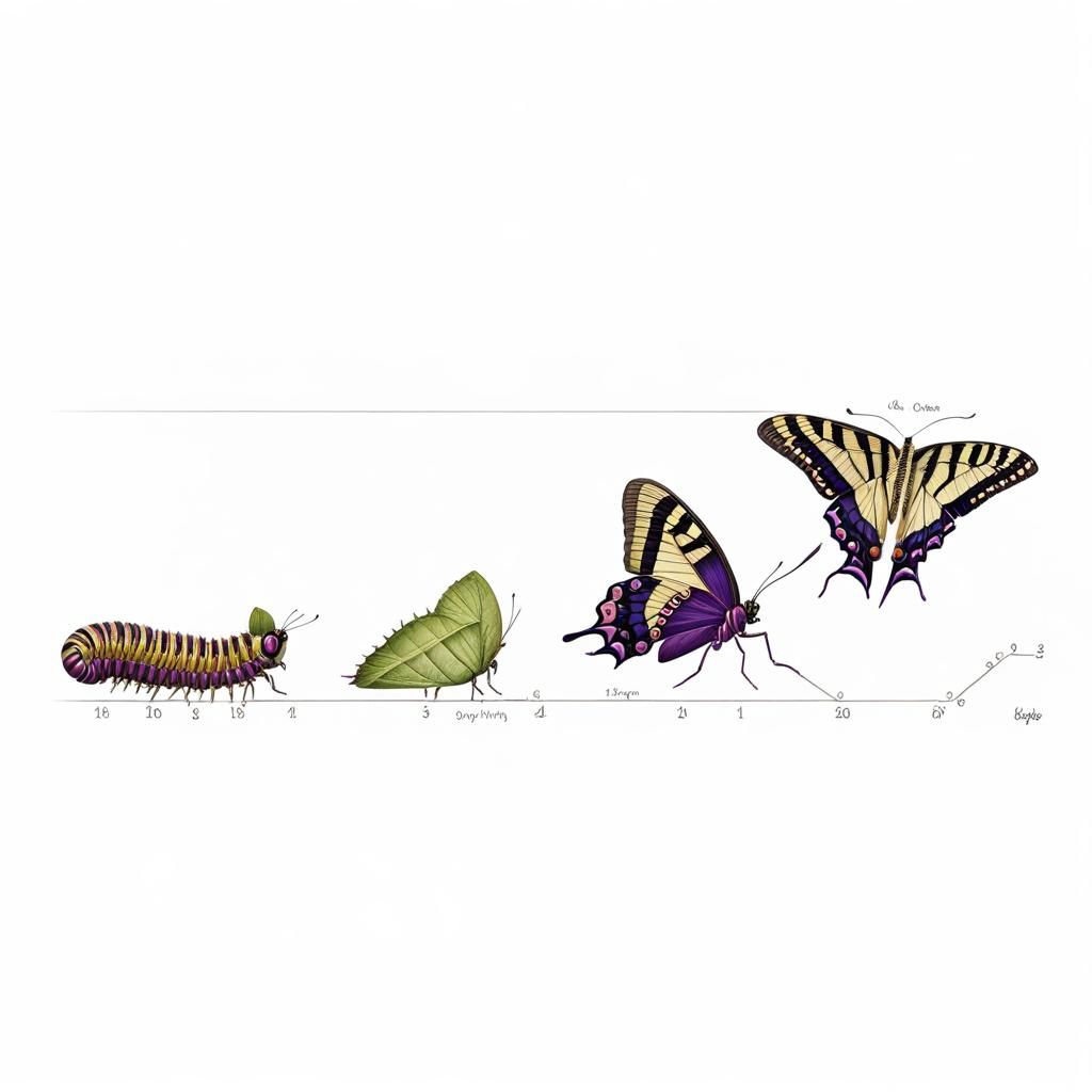 Butterfly Life Cycle: Technical Blueprint Drawing