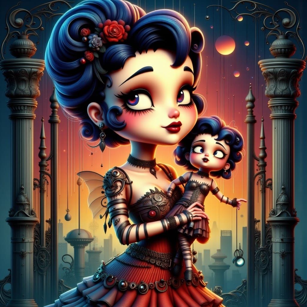 Art Nouveau Punk Betty and Punkie Betty Doll