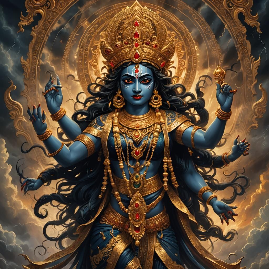 Goddess Kali in Vibrant Hindu Art Style