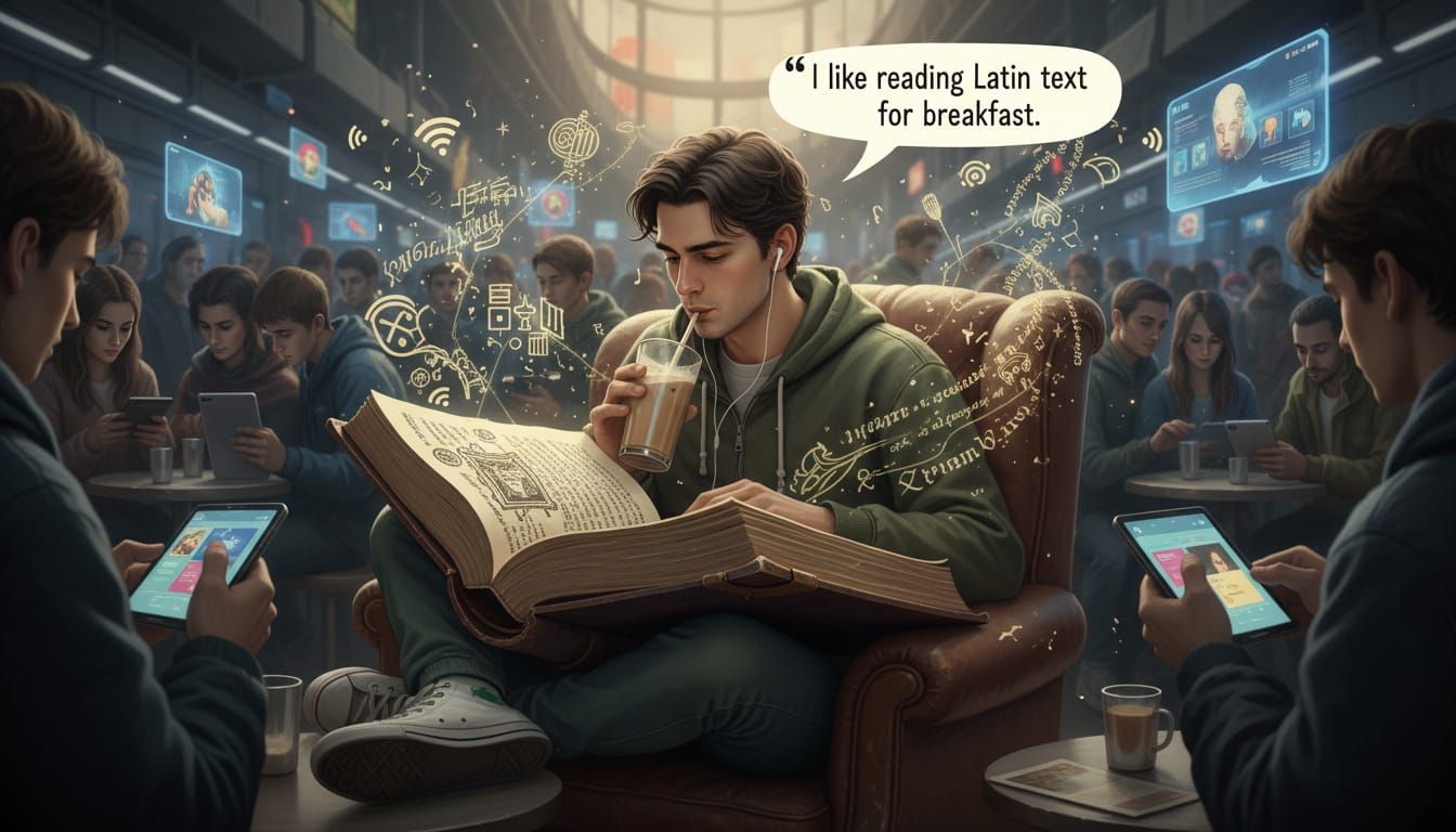Gen Z Anomaly Reads Ancient Latin Tome