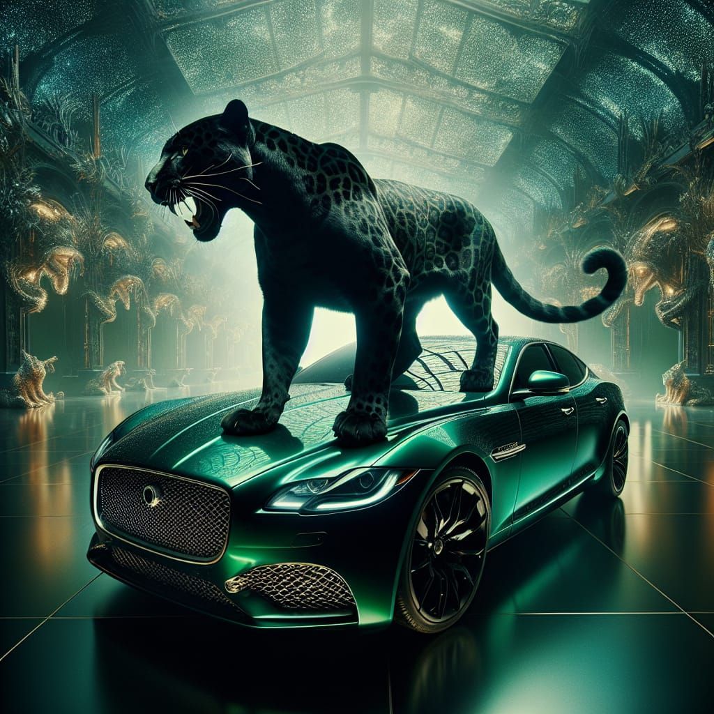 Elegant Jaguar Predator Dominates Luxurious Green Car