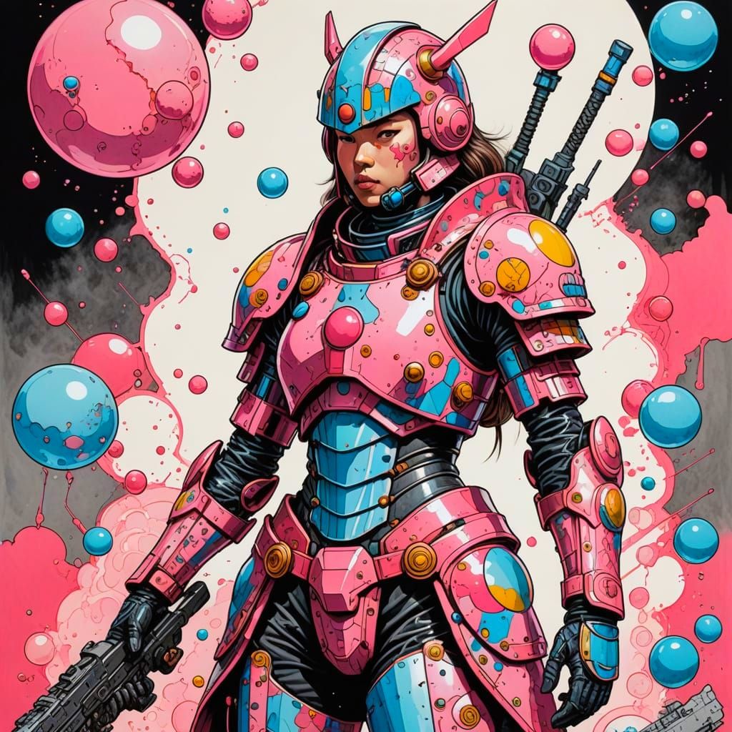 Vibrant Warrior in Bubble Gum Armor
