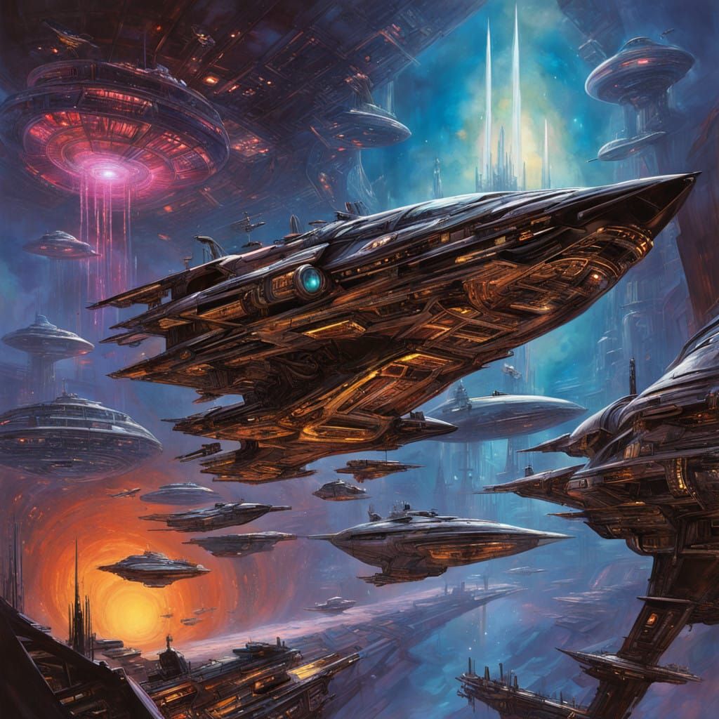 Cybernetic Star Fleets in Extraterrestrial Nebula