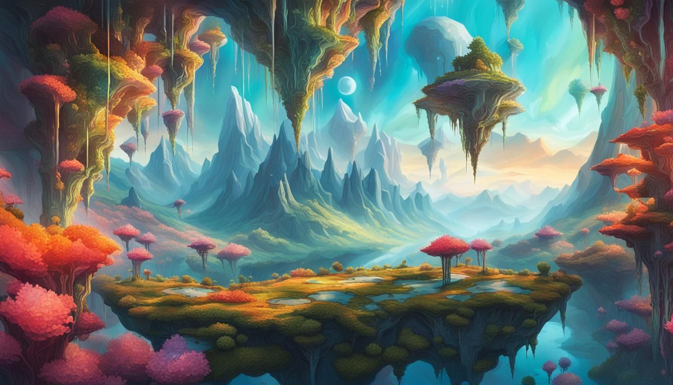 Surreal Landscape Art with Floating Islands