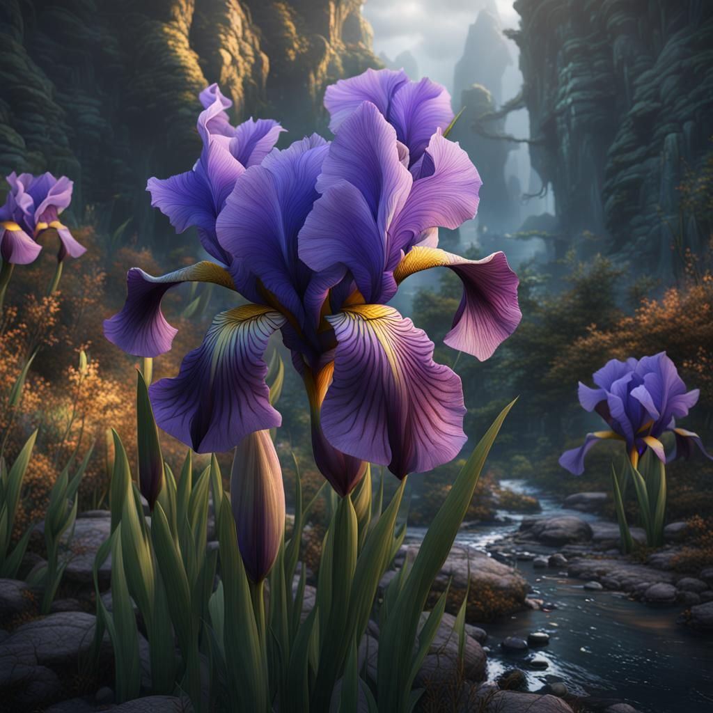 Detailed Iris Fantasy Concept Art in Deep Color